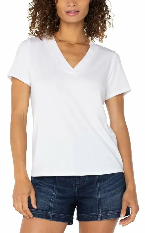 Women Tees Liverpool Los Angeles Short Sleeve Knit Tee White