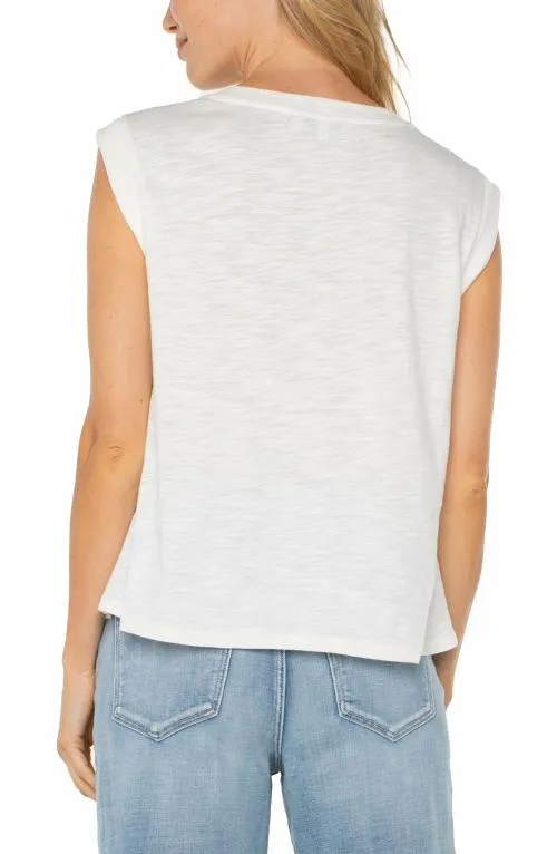 Women Tees Liverpool Los Angeles Sleeveless Woven Knit Top Whipped Cream