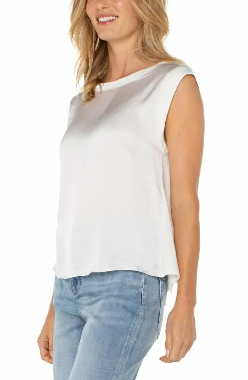 Women Tees Liverpool Los Angeles Sleeveless Woven Knit Top Whipped Cream