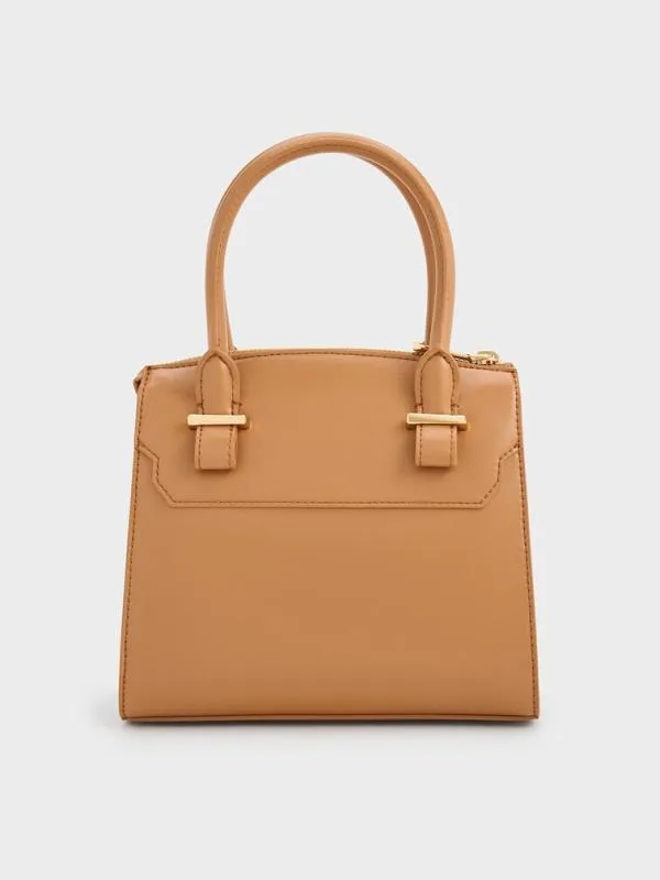 Women Temmie Structured Tote Bag 8211 Toffee CHARLES and KEITH Top Handle Bags
