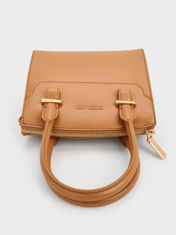 Women Temmie Structured Tote Bag 8211 Toffee CHARLES and KEITH Top Handle Bags
