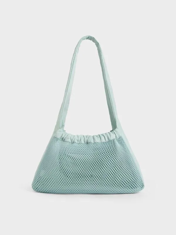 Women Terra Mesh and Nylon Shoulder Bag 8211 Sage Green CHARLES and KEITH Slouchy Bags Women Terra Mesh and Nylon Shoulder Bag 8211 Sage Green CHARLES and KEITH Slouchy Bags