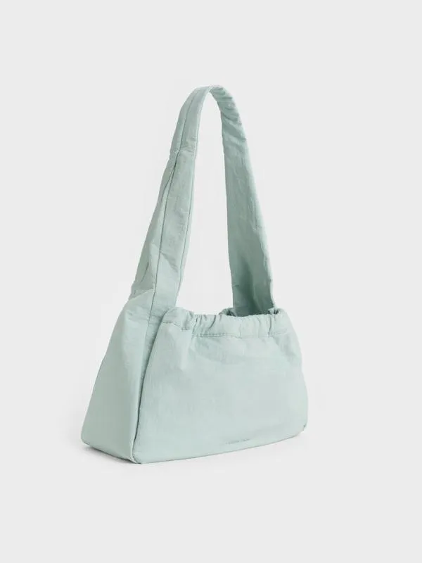 Women Terra Mesh and Nylon Shoulder Bag 8211 Sage Green CHARLES and KEITH Slouchy Bags