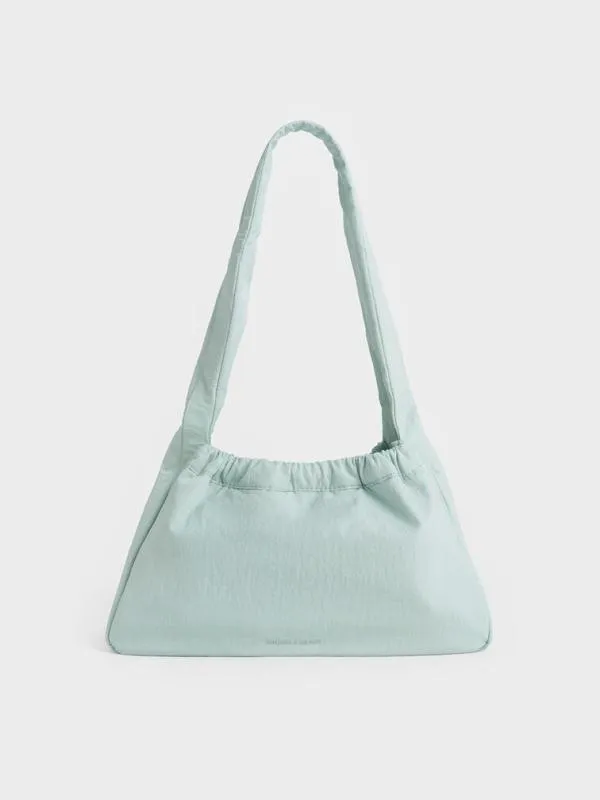 Women Terra Mesh and Nylon Shoulder Bag 8211 Sage Green CHARLES and KEITH Slouchy Bags
