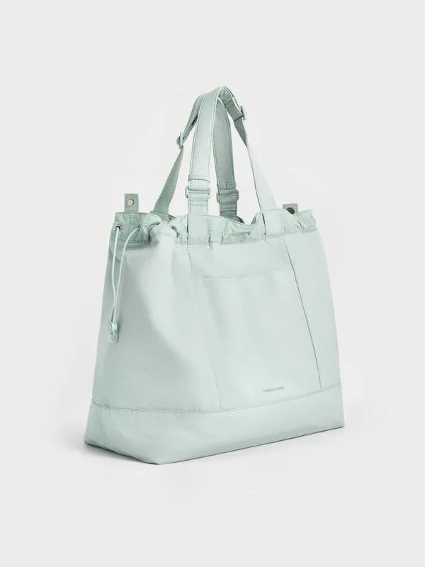 Women Terra Nylon Reversible Tote Bag 8211 Sage Green CHARLES and KEITH Slouchy Bags