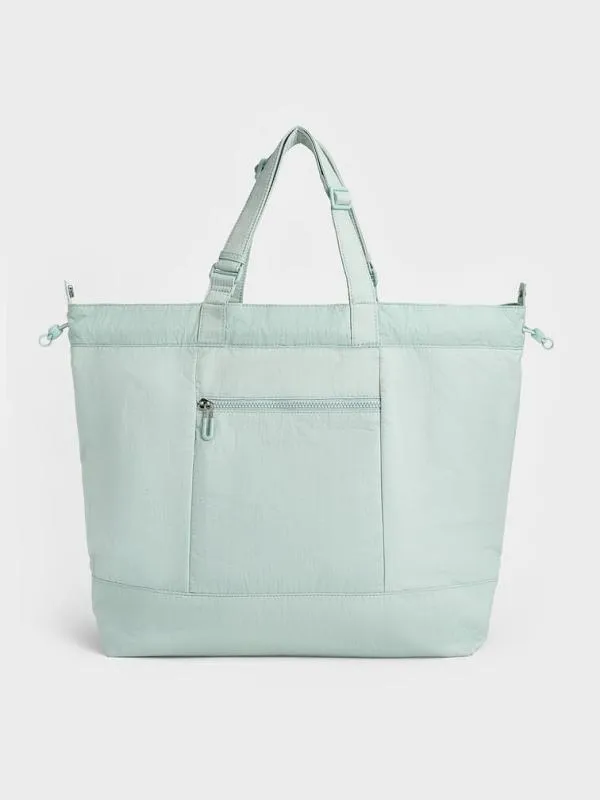 Women Terra Nylon Reversible Tote Bag 8211 Sage Green CHARLES and KEITH Slouchy Bags