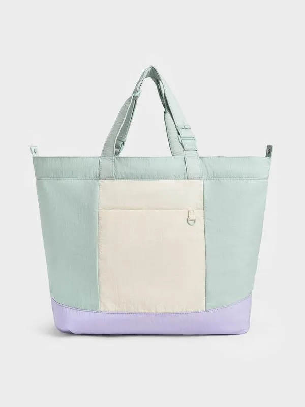 Women Terra Nylon Reversible Tote Bag 8211 Sage Green CHARLES and KEITH Slouchy Bags