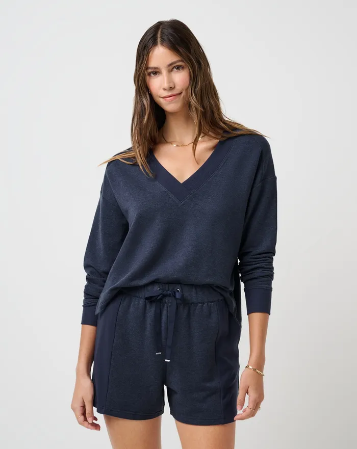 Women The Cloud Collection TravisMathew CLOUD TERRY PULLOVER Heather Navy Blazer