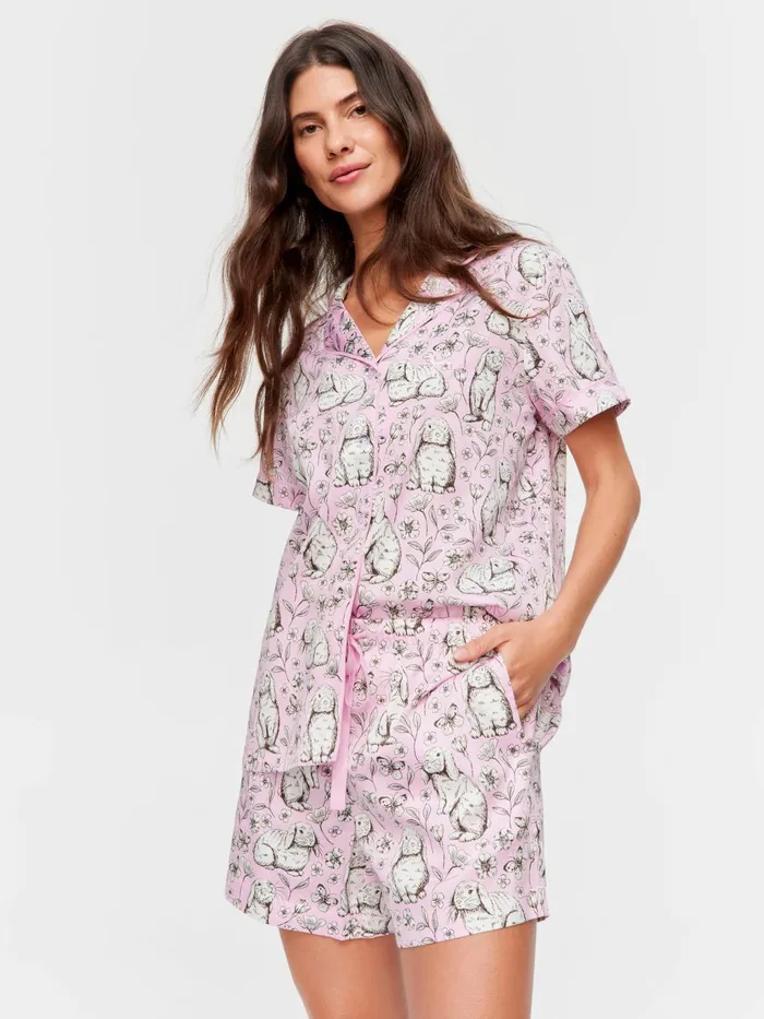 Women Toile Bunny Shortie Pj Set Multi Peter Alexander Sets and Onesies