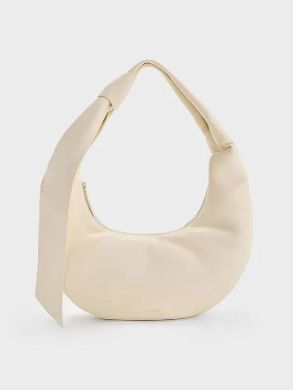 Women Toni Knotted Crescent Hobo Bag 8211 Chalk CHARLES and KEITH Hobo Bags