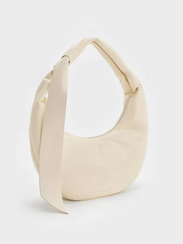 Women Toni Knotted Crescent Hobo Bag 8211 Chalk CHARLES and KEITH Hobo Bags