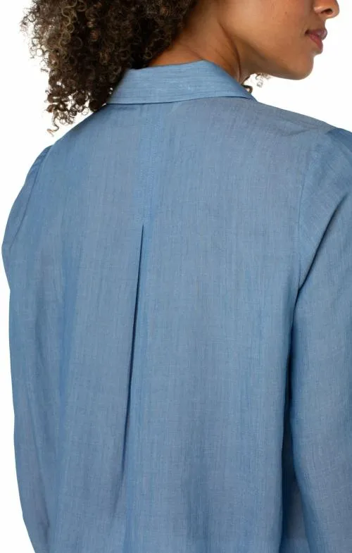 Women Tops Liverpool Los Angeles Long Sleeve Popover Woven Blouse Bridgeton Light