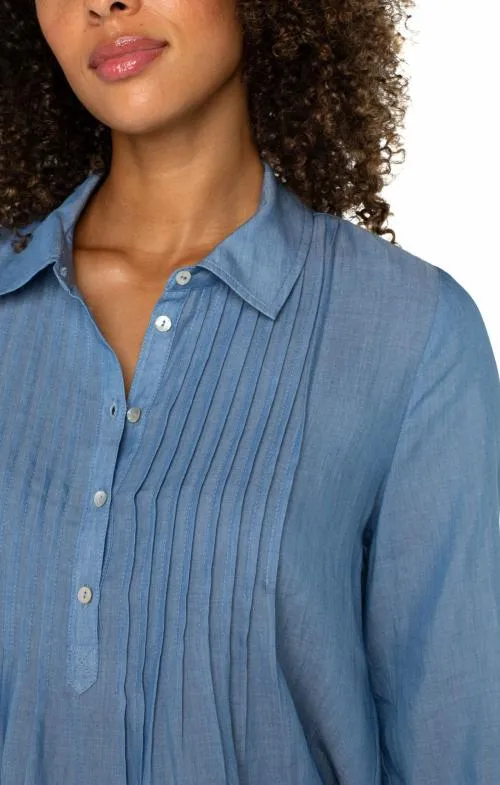 Women Tops Liverpool Los Angeles Long Sleeve Popover Woven Blouse Bridgeton Light