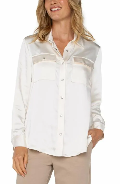 Women Tops Liverpool Los Angeles Longline Shacket Sweet Cream