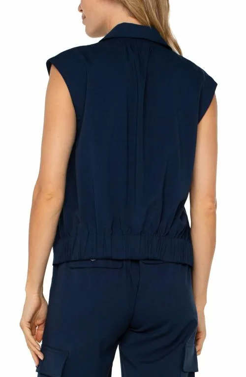 Women Tops Liverpool Los Angeles Sleeveless Cropped Shirt Dark Navy