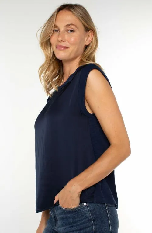 Women Tops Liverpool Los Angeles Sleeveless Woven Knit Top Dark Navy
