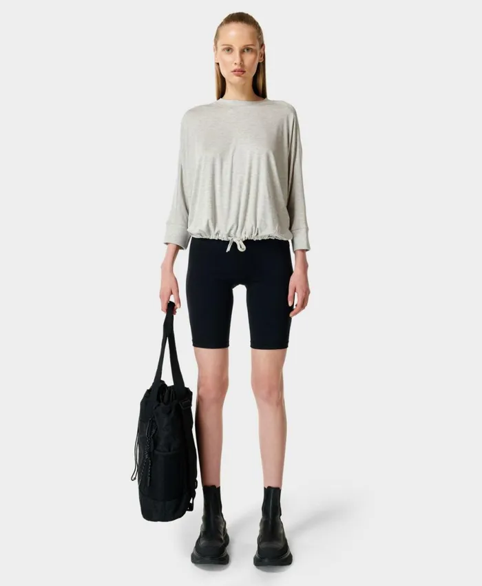 Women Tori Drawstring Top Grey Marl Sweaty Betty Long Sleeve Tops