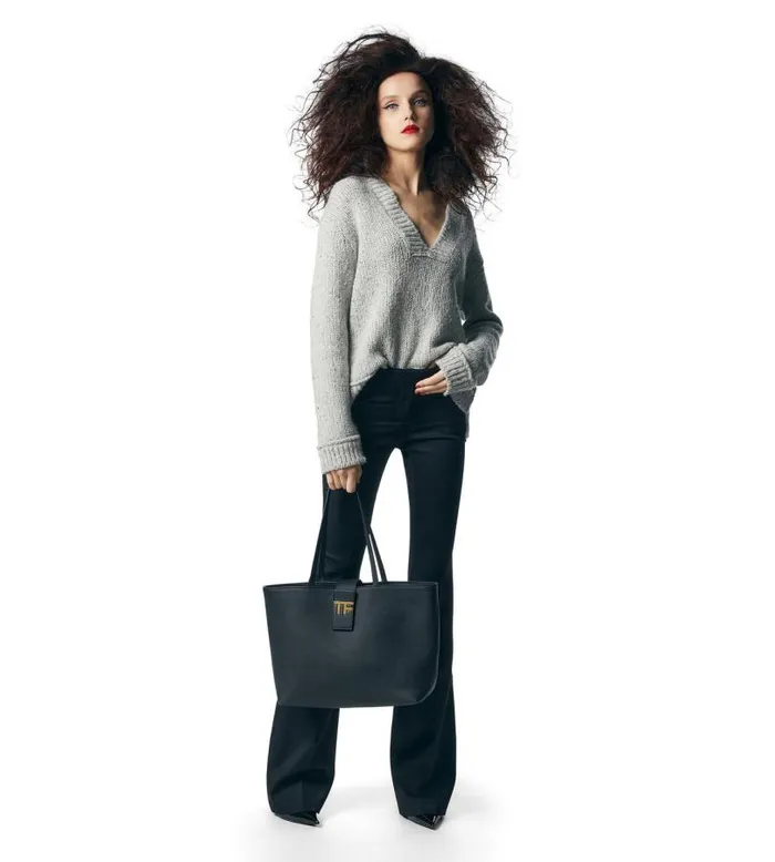 Women Totes Tom Ford Grain Leather Tf Small EW Tote Black Women Totes Tom Ford Grain Leather Tf Small EW Tote Black