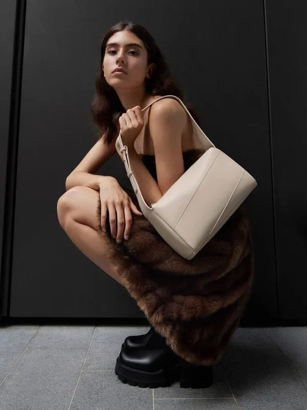Women Trin Shoulder Bag 8211 Oat CHARLES and KEITH Shoulder Bags