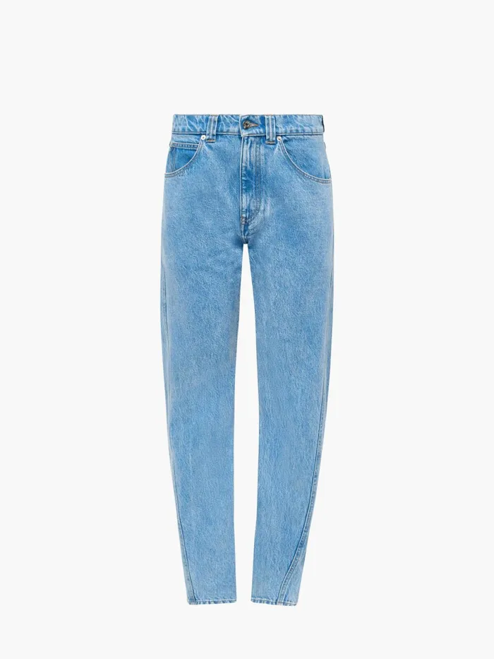 Women Trousers and Shorts JW Anderson TWISTED SLIM LEG DENIM JEANS Light Blue