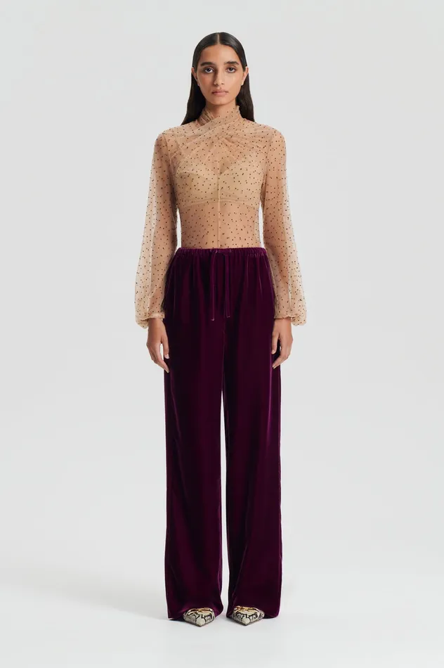 Women Trousers Scanlan Theodore VELVET TROUSER MULBERRY