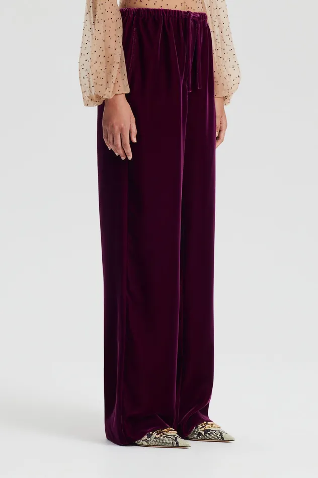 Women Trousers Scanlan Theodore VELVET TROUSER MULBERRY Women Trousers Scanlan Theodore VELVET TROUSER MULBERRY