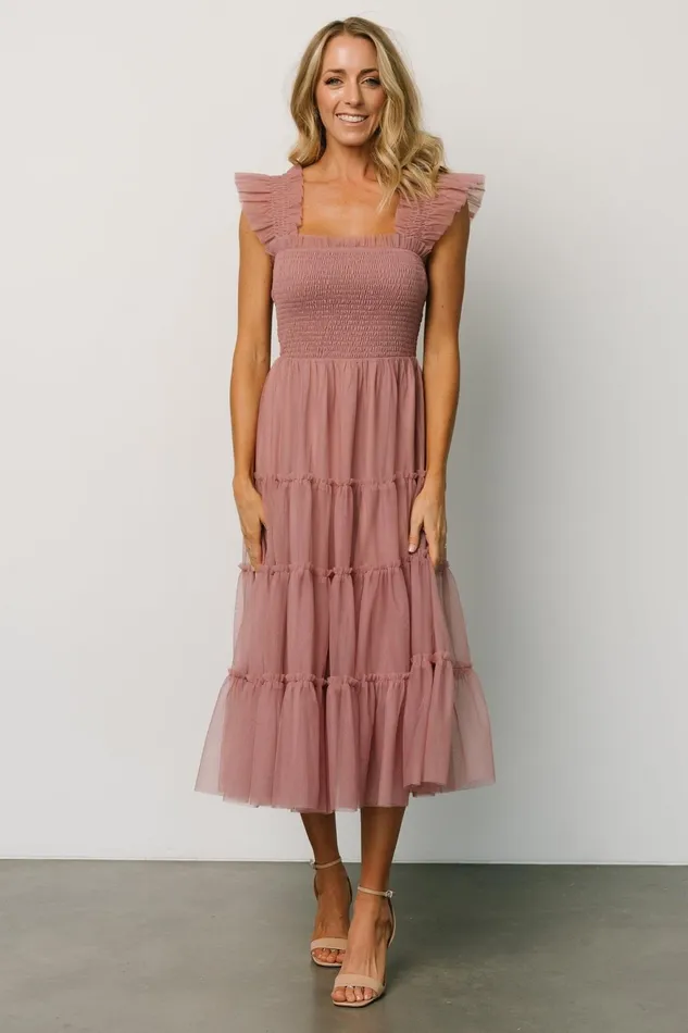 Women Tulle Styles Baltic Born Emma Smocked Tulle Dress Dusty Rose
