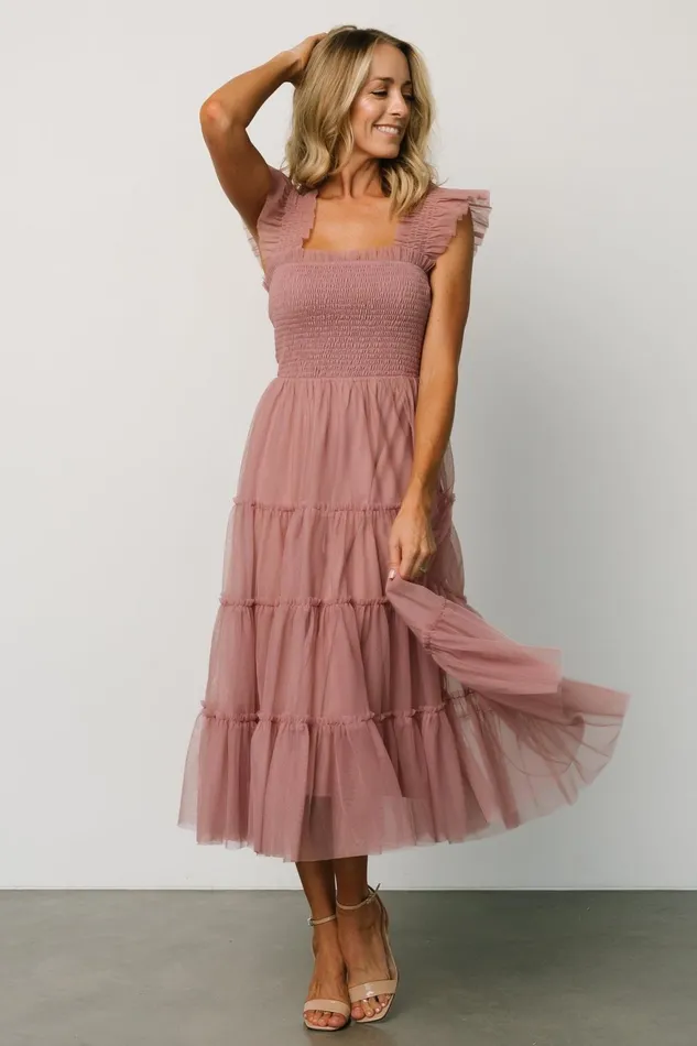Women Tulle Styles Baltic Born Emma Smocked Tulle Dress Dusty Rose Women Tulle Styles Baltic Born Emma Smocked Tulle Dress Dusty Rose