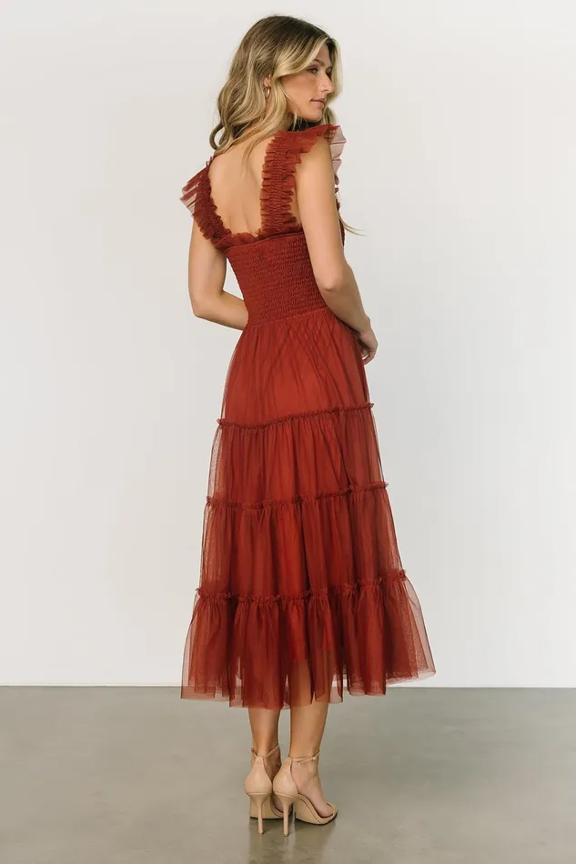 Women Tulle Styles Baltic Born Emma Smocked Tulle Dress Oxblood Women Tulle Styles Baltic Born Emma Smocked Tulle Dress Oxblood