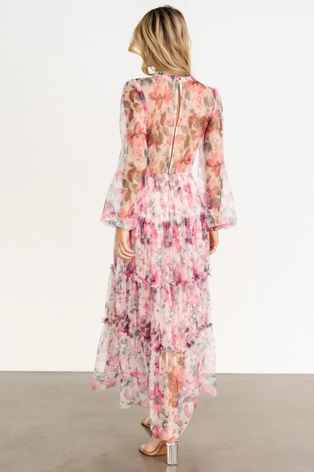 Women Tulle Styles Baltic Born Stephanie Tiered Maxi Dress Mauve Floral Women Tulle Styles Baltic Born Stephanie Tiered Maxi Dress Mauve Floral