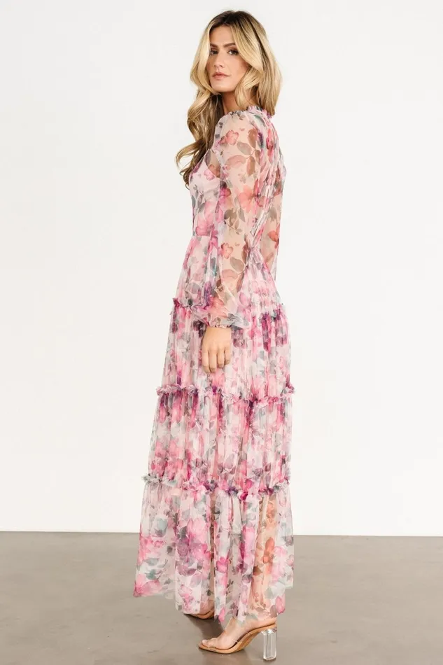 Women Tulle Styles Baltic Born Stephanie Tiered Maxi Dress Mauve Floral Women Tulle Styles Baltic Born Stephanie Tiered Maxi Dress Mauve Floral