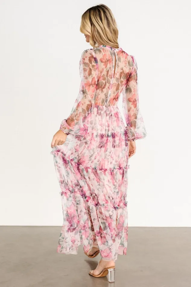 Women Tulle Styles Baltic Born Stephanie Tiered Maxi Dress Mauve Floral Women Tulle Styles Baltic Born Stephanie Tiered Maxi Dress Mauve Floral