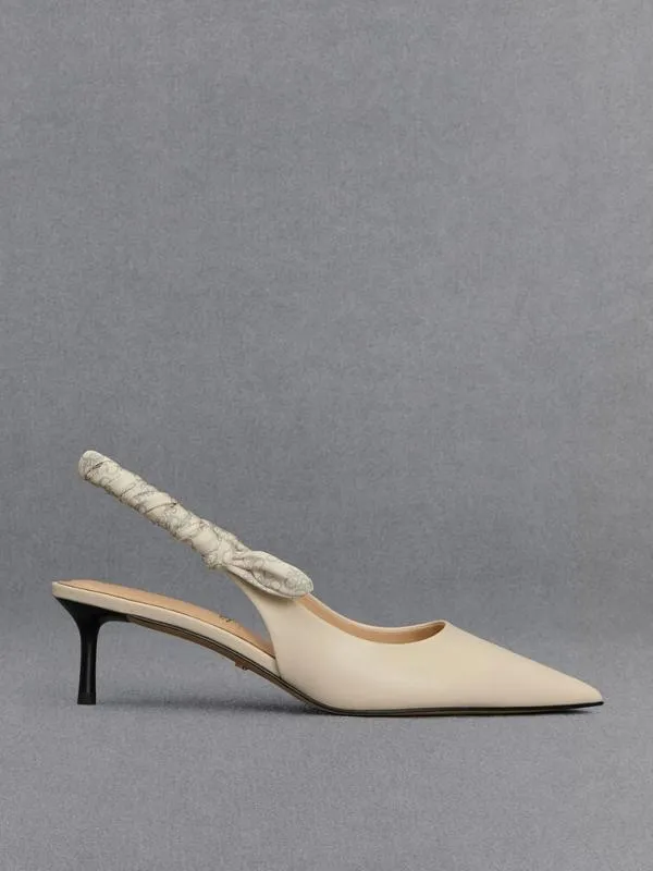 Women Tully Leather RuchedStrap Slingback Pumps 8211 Chalk CHARLES and KEITH Heels Women Tully Leather RuchedStrap Slingback Pumps 8211 Chalk CHARLES and KEITH Heels