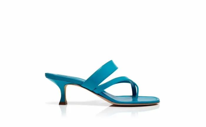 Women Turquoise Patent Leather Mules Manolo Blahnik Mules