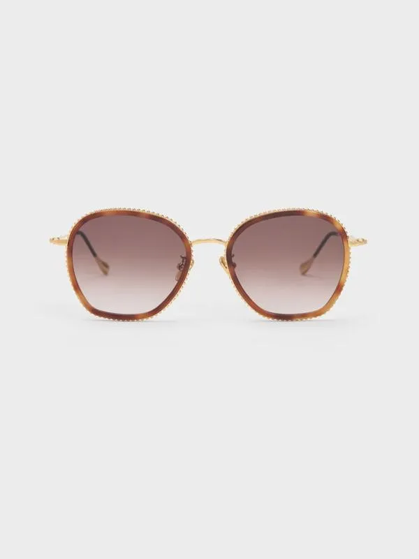 Women Twisted Metallic Butterfly Sunglasses 8211 T Shell CHARLES and KEITH Butterfly