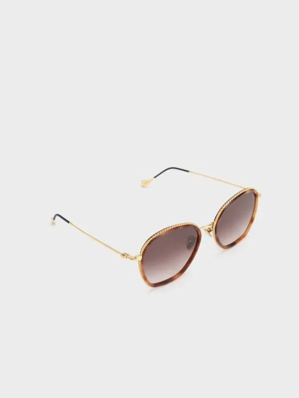 Women Twisted Metallic Butterfly Sunglasses 8211 T Shell CHARLES and KEITH Butterfly