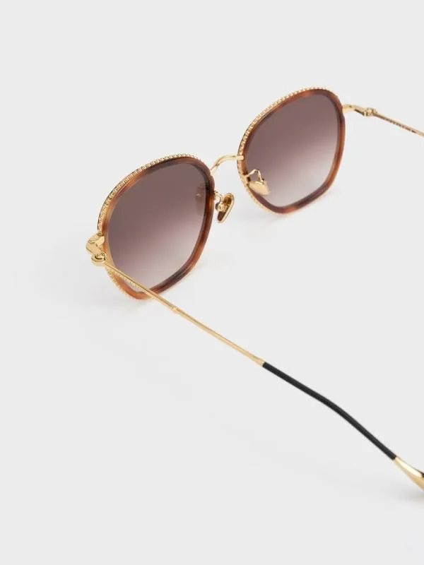 Women Twisted Metallic Butterfly Sunglasses 8211 T Shell CHARLES and KEITH Butterfly