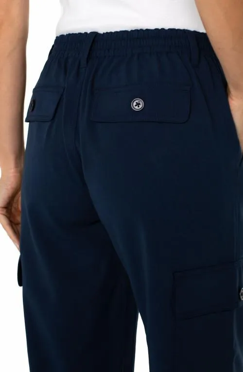 Women Utility Pants Liverpool Los Angeles Hirise Cargo Crop Straight Dark Navy