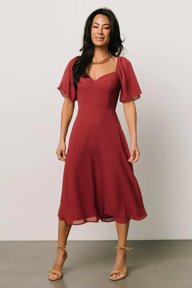 Women Wedding Guest Baltic Born Colette Sweetheart Midi Dress Terracotta Women Wedding Guest Baltic Born Colette Sweetheart Midi Dress Terracotta
