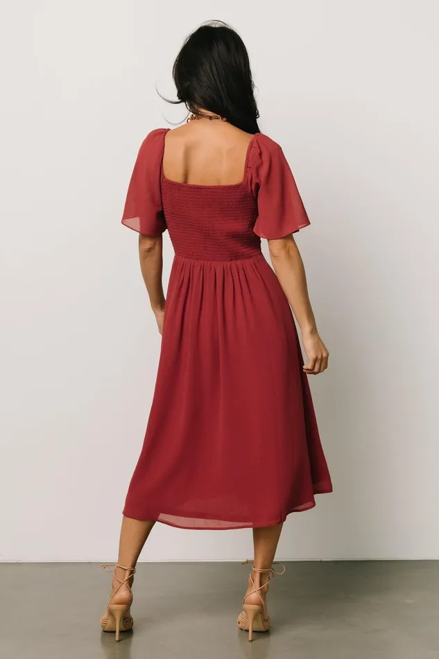 Women Wedding Guest Baltic Born Colette Sweetheart Midi Dress Terracotta Women Wedding Guest Baltic Born Colette Sweetheart Midi Dress Terracotta