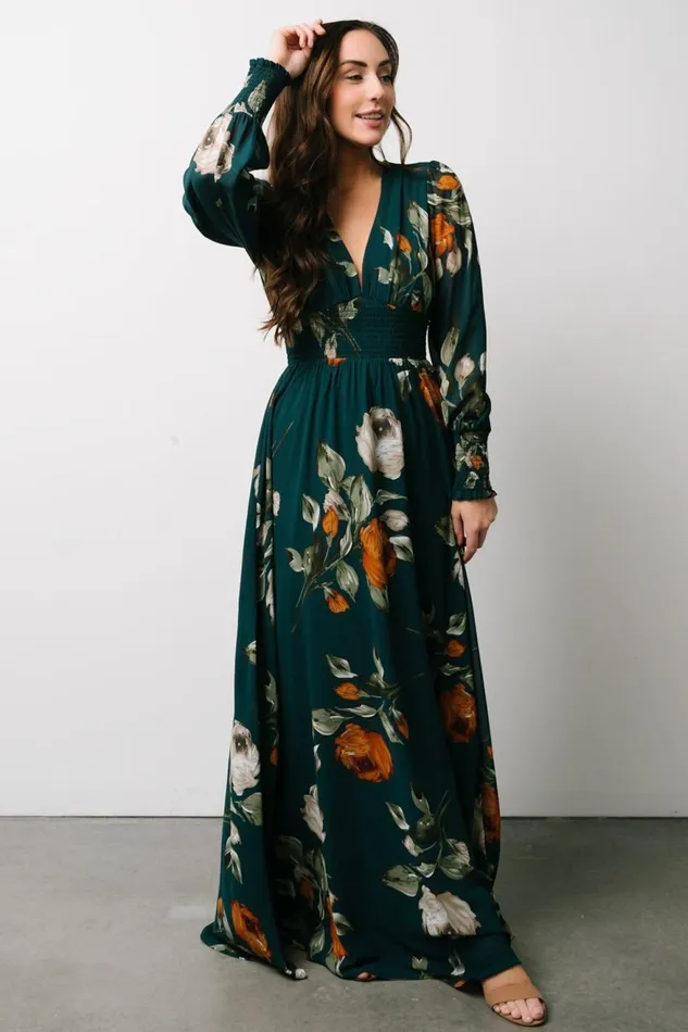 Women Wedding Guest Baltic Born Olivia Maxi Dress Deep Topaz Floral Women Wedding Guest Baltic Born Olivia Maxi Dress Deep Topaz Floral