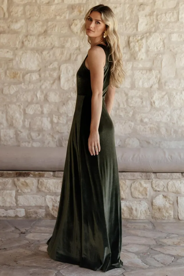 Women Wedding Guest Baltic Born Tatiana Velvet One Shoulder Maxi Dress Olive Women Wedding Guest Baltic Born Tatiana Velvet One Shoulder Maxi Dress Olive