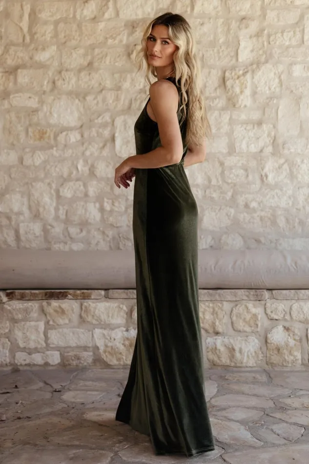 Women Wedding Guest Baltic Born Tatiana Velvet One Shoulder Maxi Dress Olive Women Wedding Guest Baltic Born Tatiana Velvet One Shoulder Maxi Dress Olive