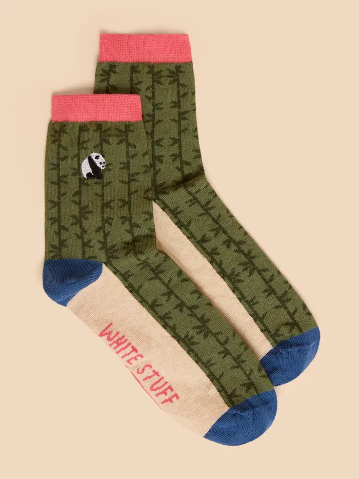Women White Stuff Accessories Embroidered Panda Ankle Sock