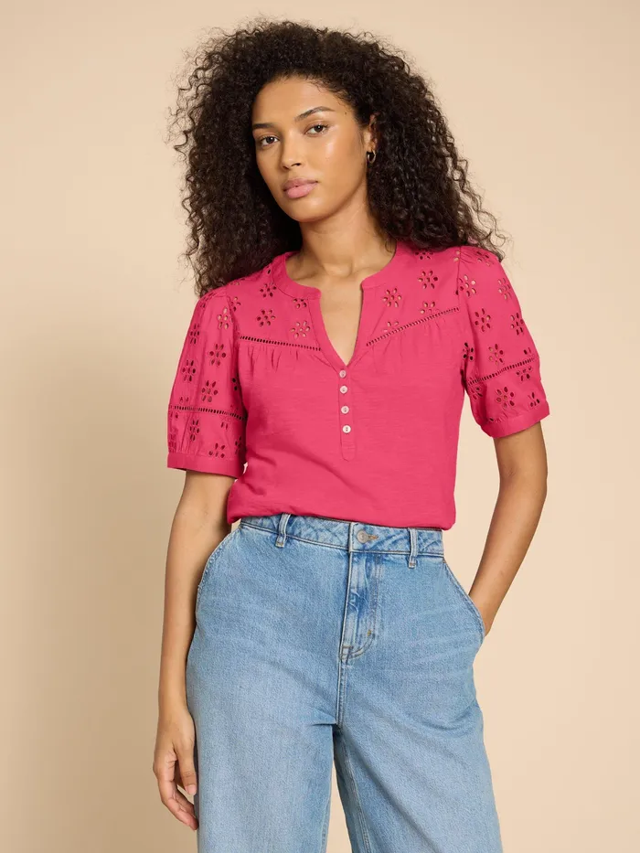 Women White Stuff Clothing BELLA BRODERIE MIX TOP