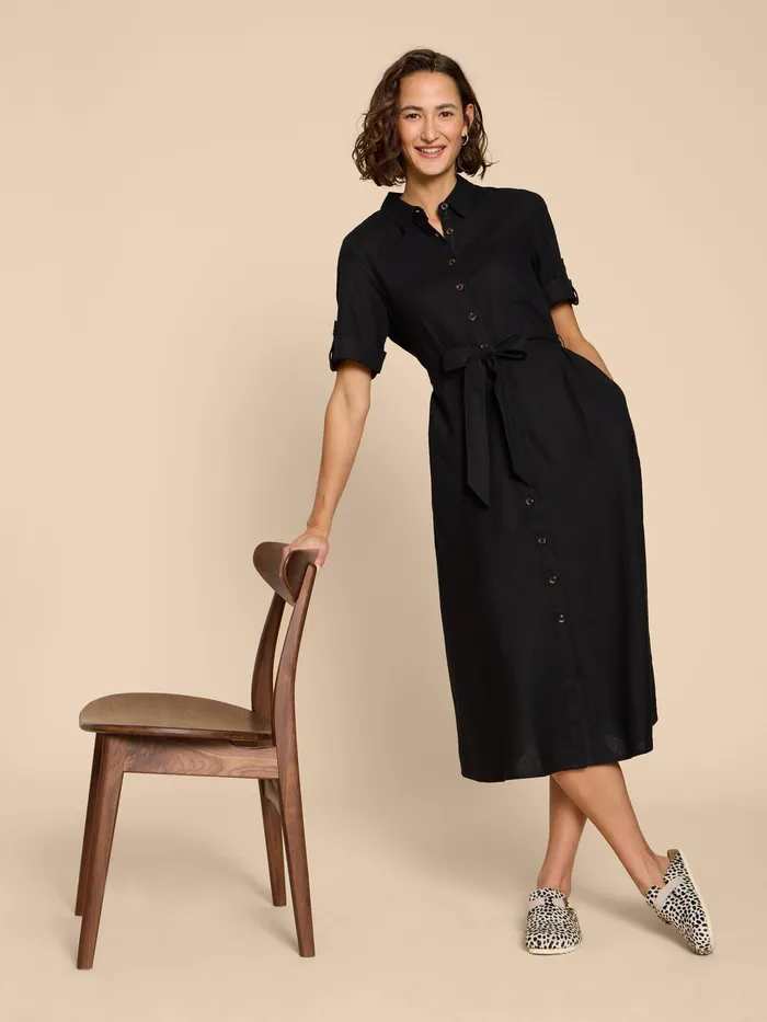 Women White Stuff Clothing Beth Linen Blend Shirt Dress