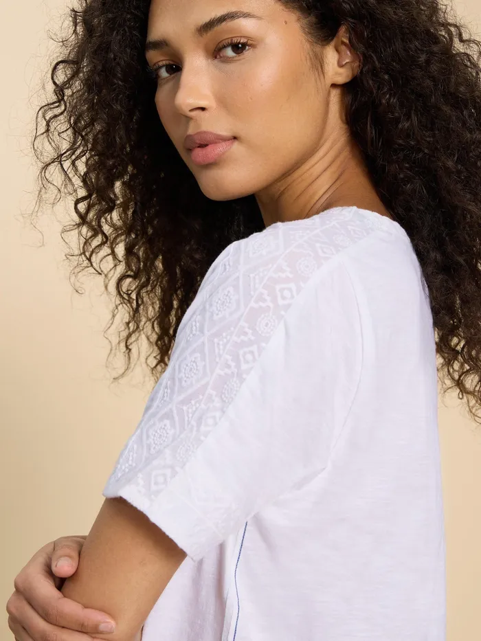 Women White Stuff Clothing EMBROIDERED TIE HEM TOP Women White Stuff Clothing EMBROIDERED TIE HEM TOP
