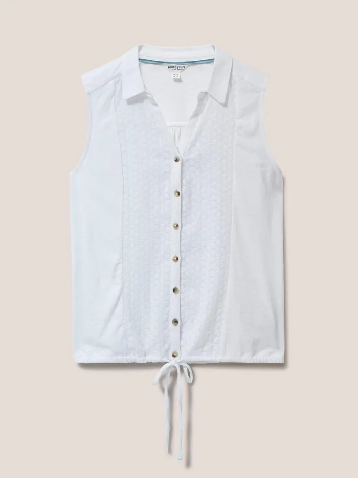 Women White Stuff Clothing Flowing Grasses Sleeveless Jersey Shirt Women White Stuff Clothing Flowing Grasses Sleeveless Jersey Shirt