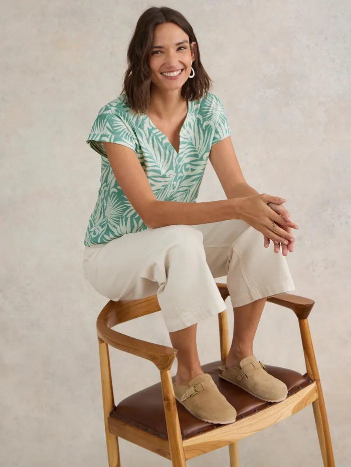 Women White Stuff Clothing NELLY NOTCH NECK COTTON TEE