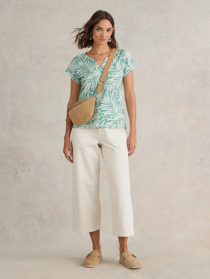 Women White Stuff Clothing NELLY NOTCH NECK COTTON TEE Women White Stuff Clothing NELLY NOTCH NECK COTTON TEE